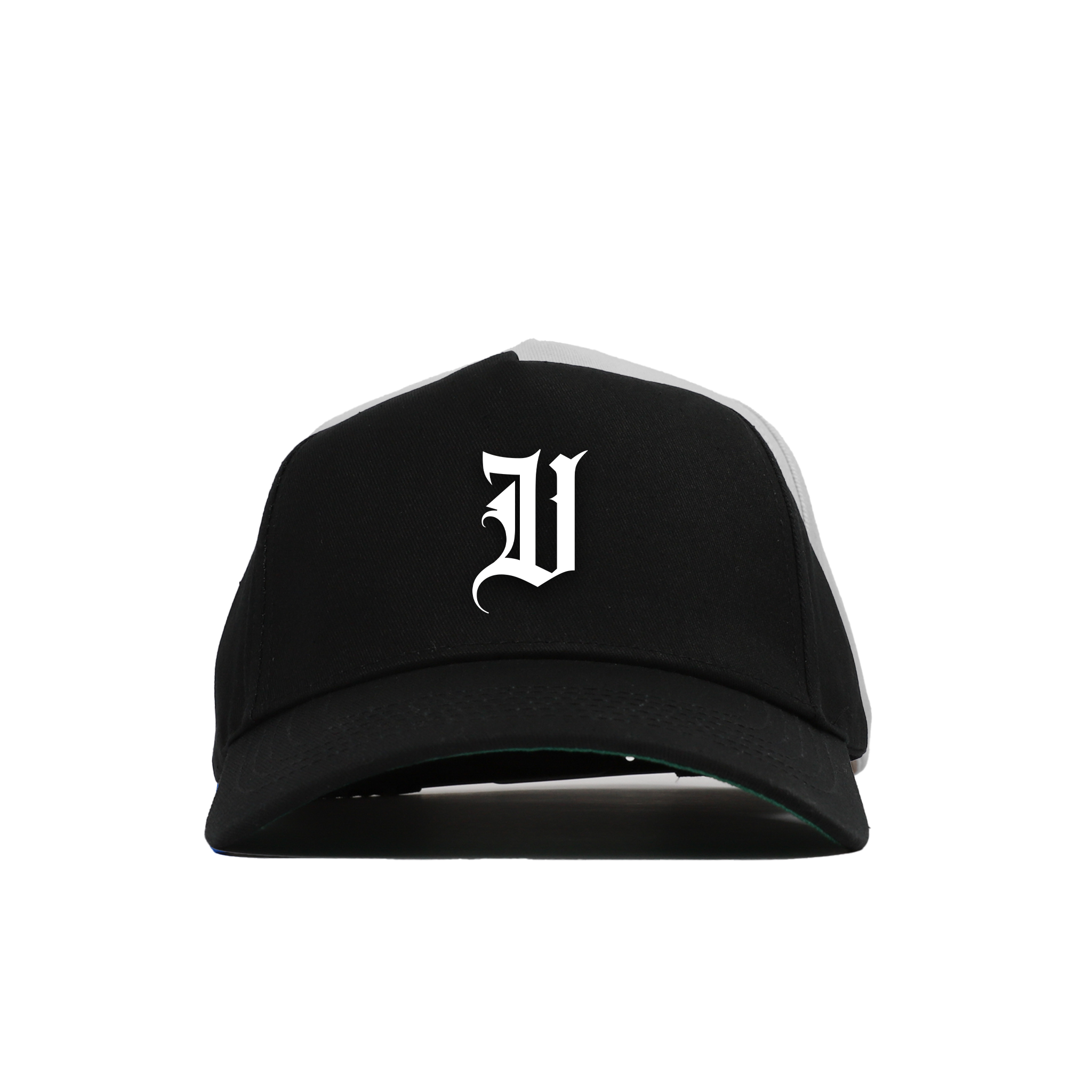 "V" LOGO EMBROIDERED TRUCKER HAT - BLACK
